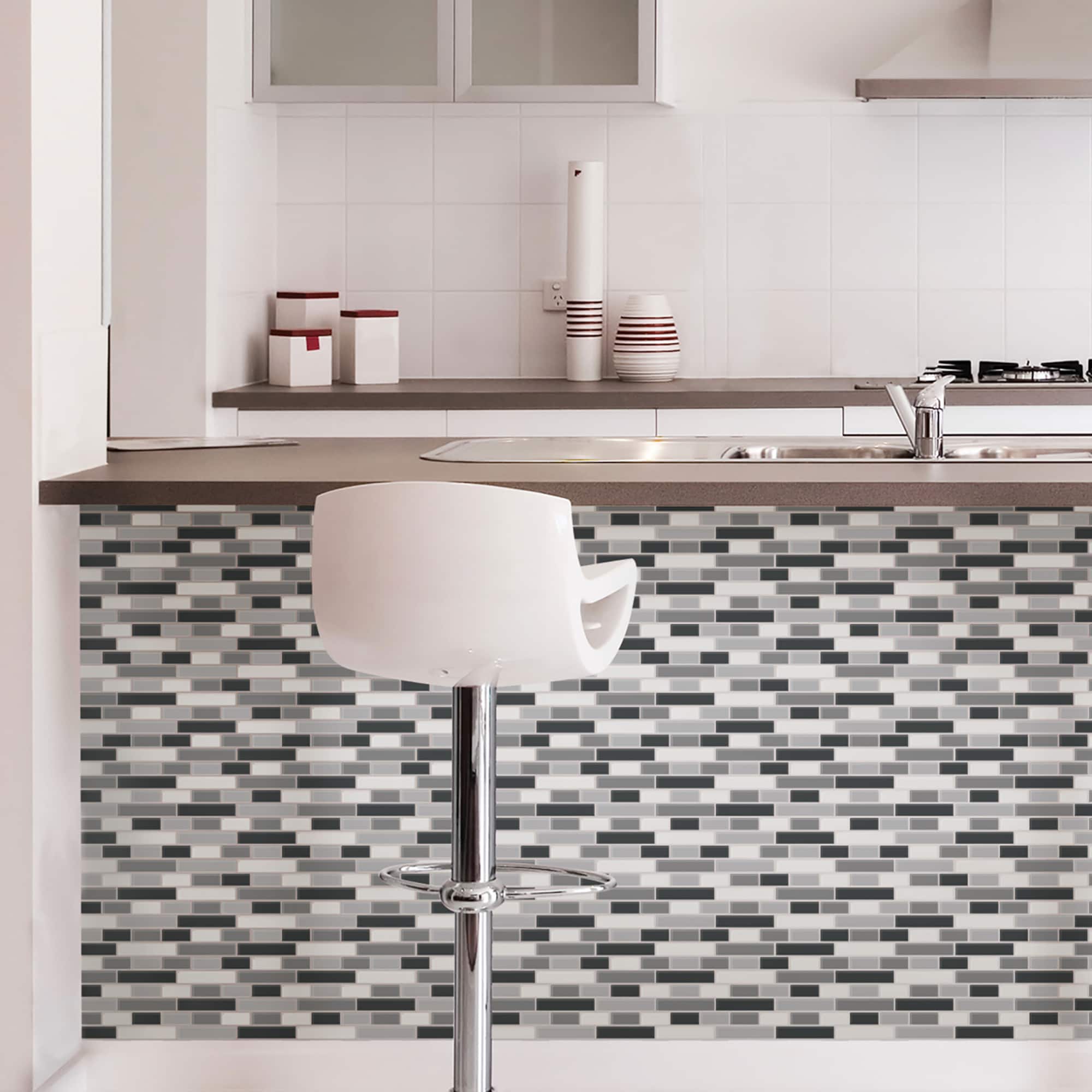 InHome Smoked Glass Peel & Stick Backsplash Tiles